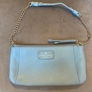 Baby blue Kate Spade small shoulder purse. Leather and chain strap combined.